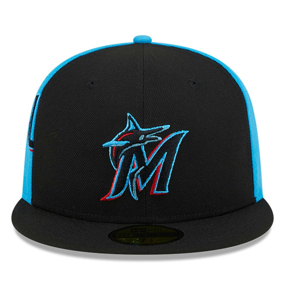 Miami Marlins Gameday Sideswipe 59FIFTY Fitted Hat - Black/Blue | New Era