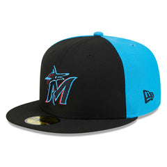 Miami Marlins Gameday Sideswipe 59FIFTY Fitted Hat - Black/Blue | New Era
