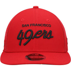San Francisco 49ers New Era Black Excellence Collection Wordmark Trucker Low Profile 9FIFTY Snapback Hat - Scarlet cheap