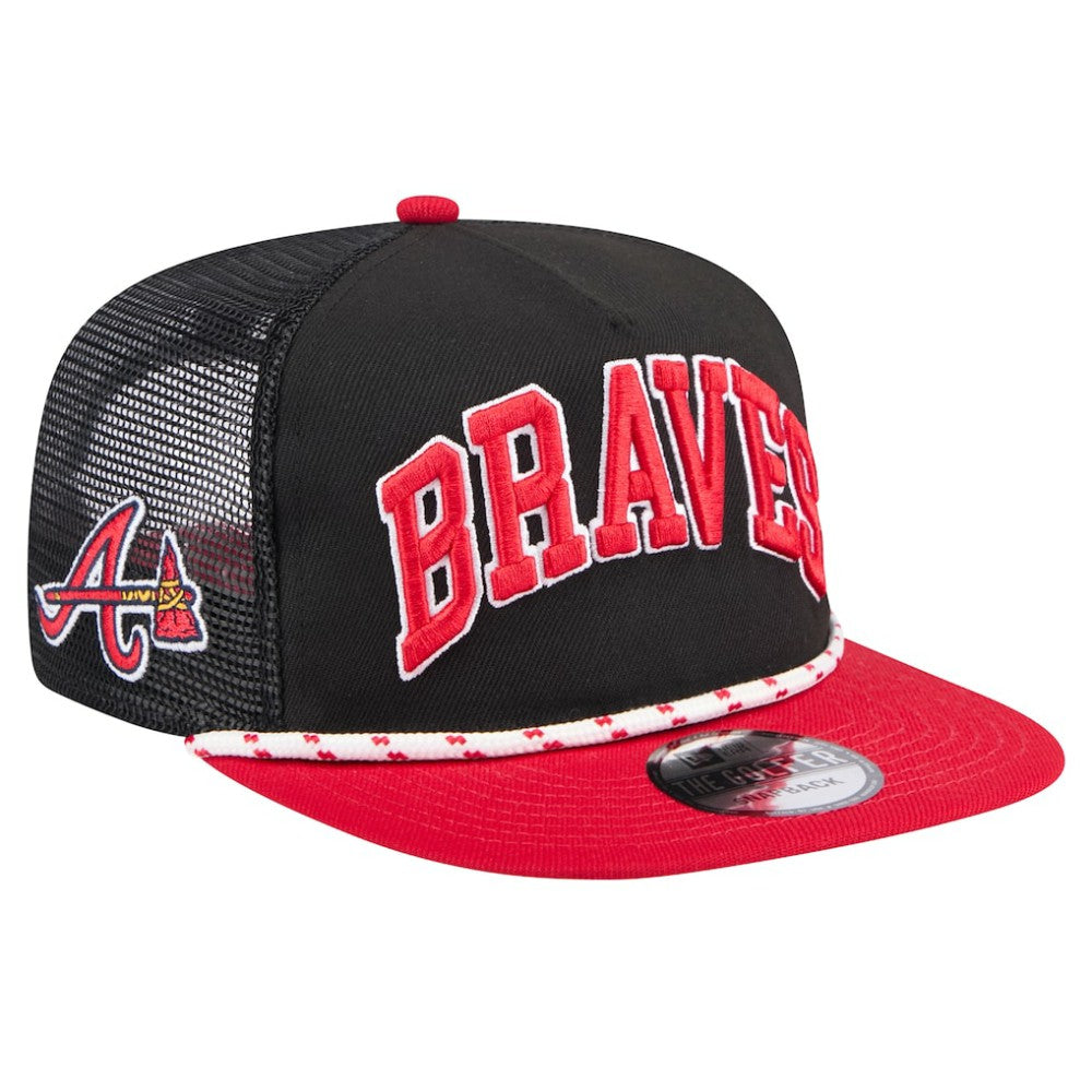 Atlanta Braves Throwback Meshback Golfer Hat - Black | New Era