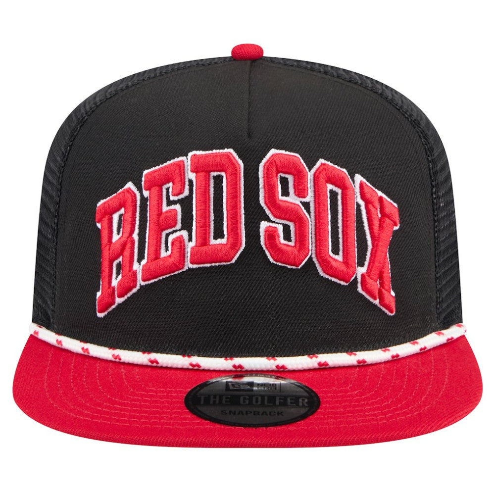 Boston Red Sox Throwback Meshback Golfer Hat - Black | New Era