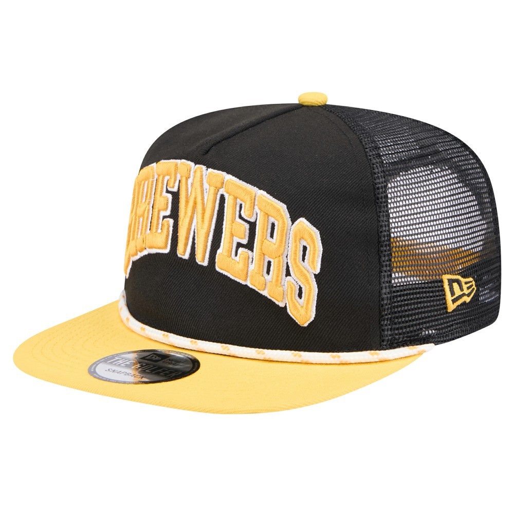 Milwaukee Brewers Throwback Meshback Golfer Hat - Black | New Era