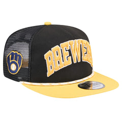 Milwaukee Brewers Throwback Meshback Golfer Hat - Black | New Era