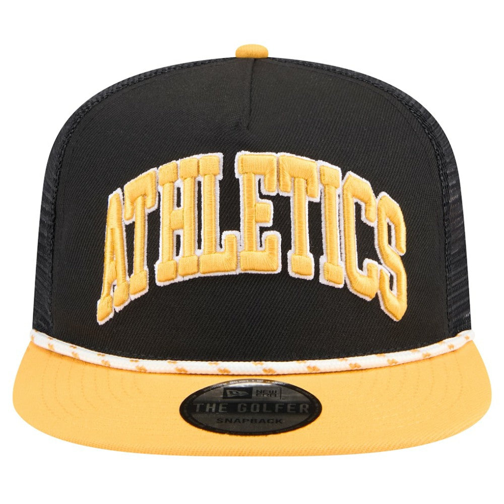 Athletics Throwback Meshback Golfer Hat - Black | New Era