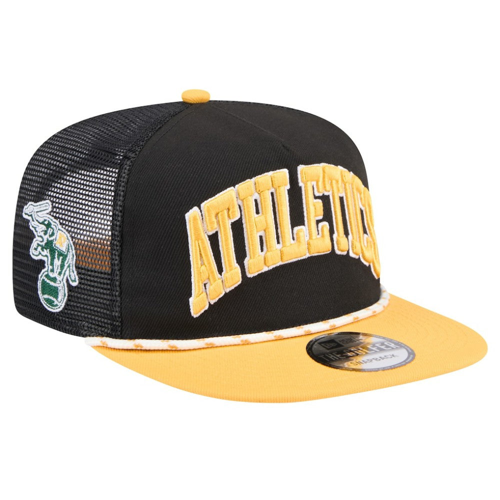 Athletics Throwback Meshback Golfer Hat - Black | New Era