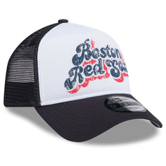Boston Red Sox Women's Throwback Team Foam Front A-Frame Trucker 9FORTY Adjustable Hat - White/Navy | New Era