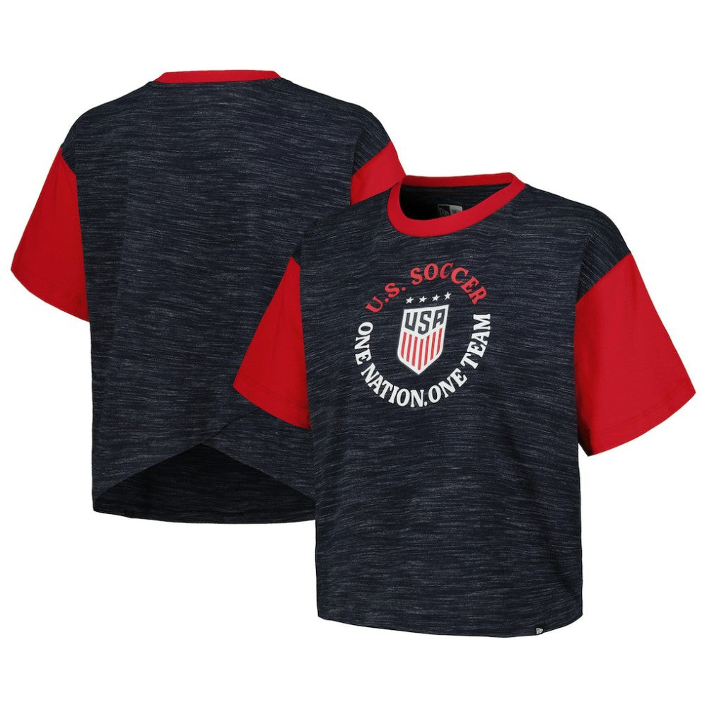 USWNT 5th & Ocean by New Era Women's Athletic Cross Back Cropped T-Shirt - Navy | New Era shop