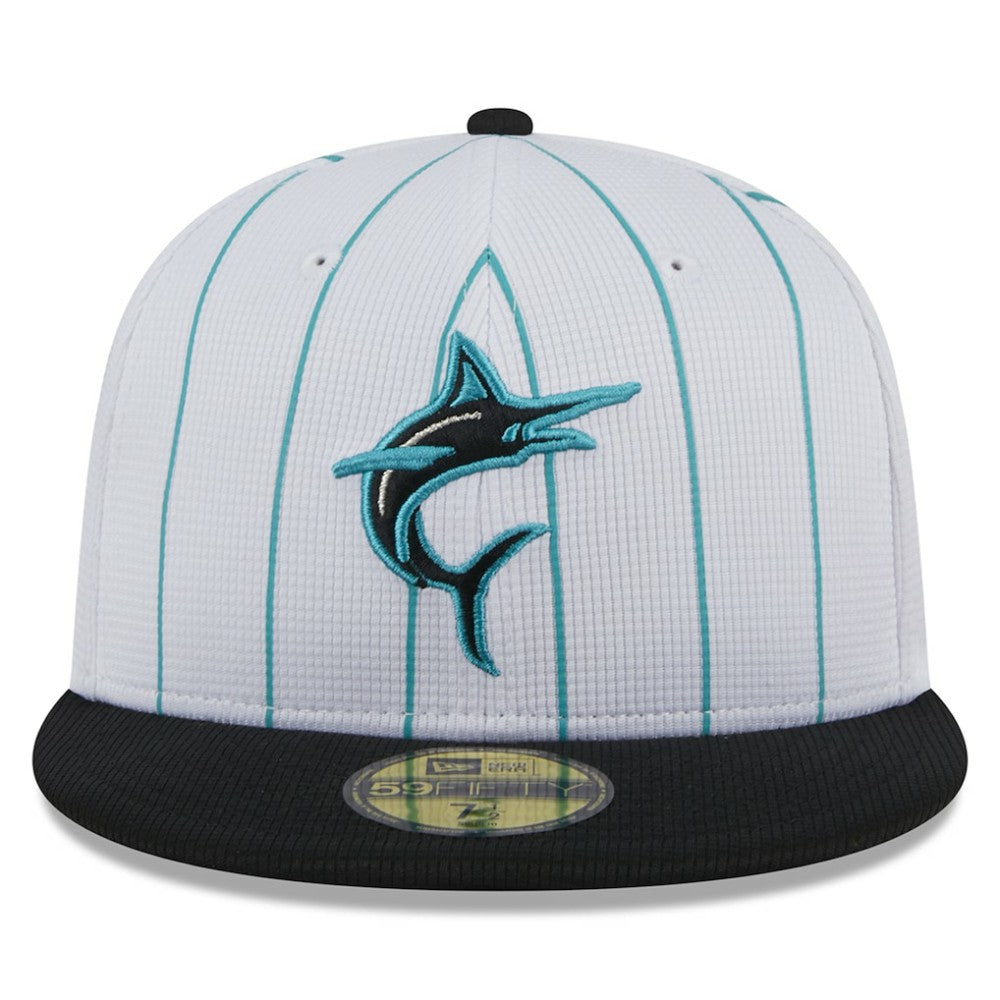 Miami Marlins 2025 Batting Practice 59FIFTY Fitted Hat - White | New Era