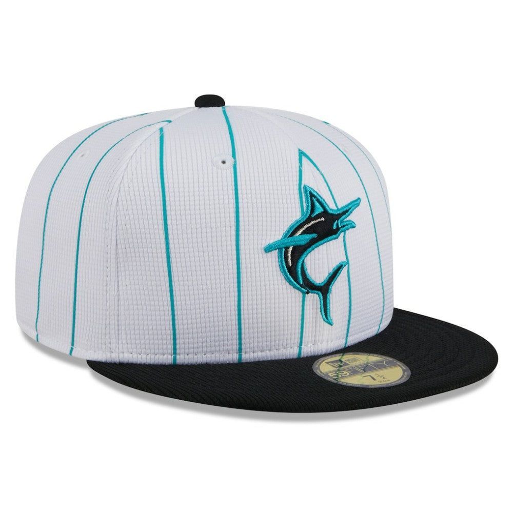 Miami Marlins 2025 Batting Practice 59FIFTY Fitted Hat - White | New Era
