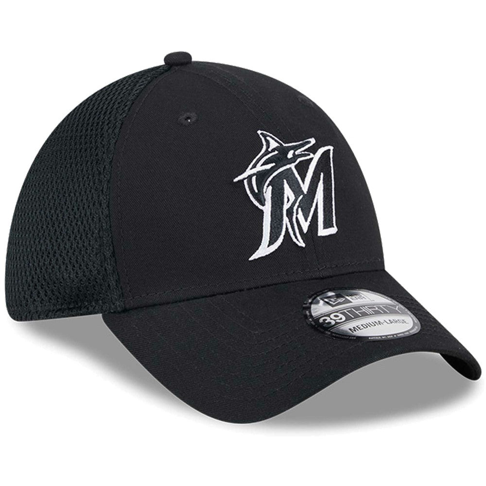 Miami Marlins Neo 39THIRTY Flex Hat - Black/White | New Era