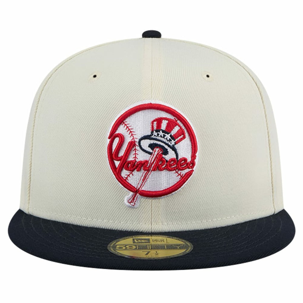 New York Yankees Top Hat Chrome 59FIFTY Fitted Hat - Cream | New Era