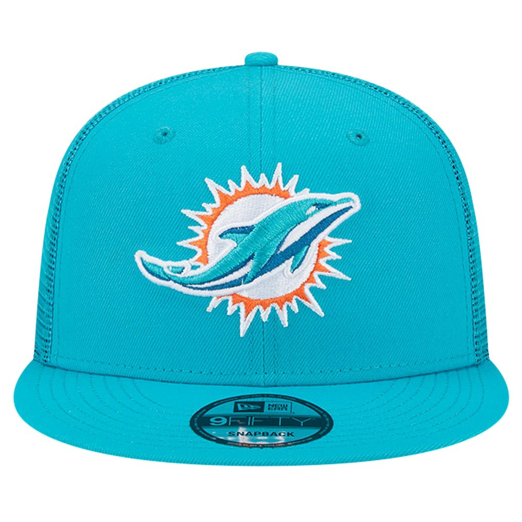 Miami Dolphins New Era Main Trucker 9FIFTY Snapback Hat - Aqua discount