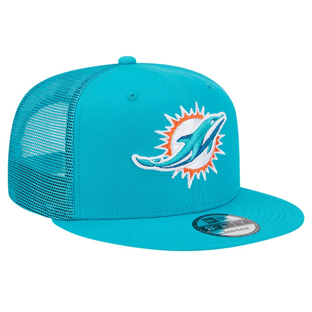Miami Dolphins New Era Main Trucker 9FIFTY Snapback Hat - Aqua discount
