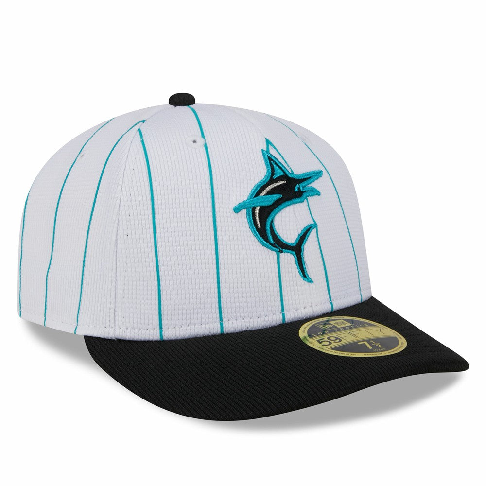 Miami Marlins 2025 Batting Practice Low Profile 59FIFTY Fitted Hat - White | New Era