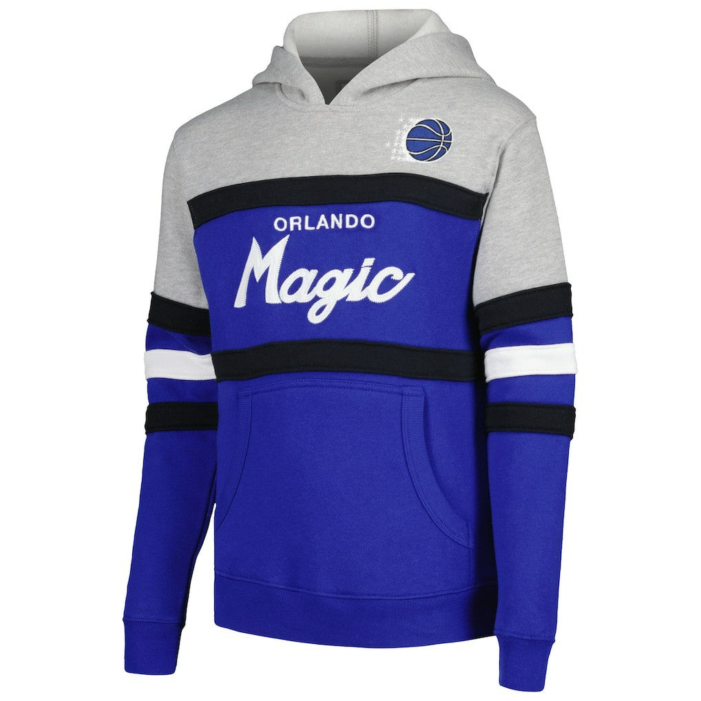 Orlando Magic Youth Hardwood Classics Head Coach Pullover Hoodie - Blue/Heather Gray | Mitchell & Ness cheap