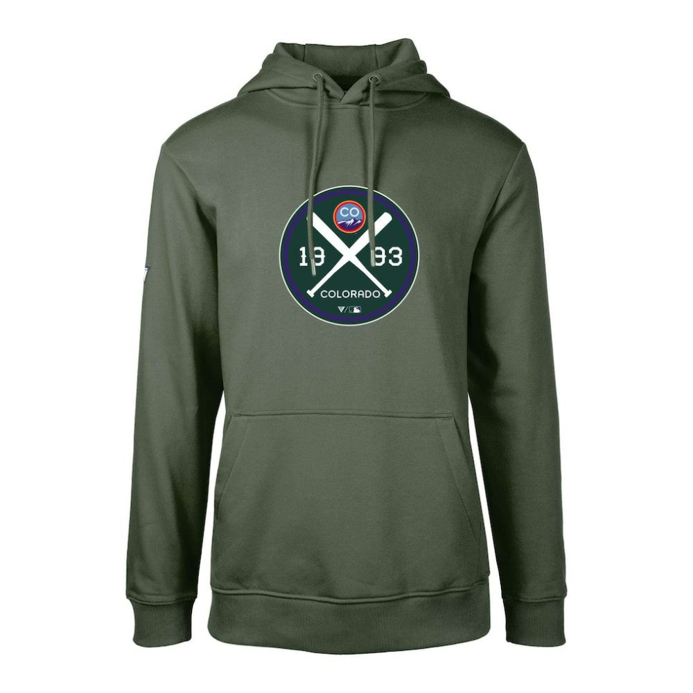 Colorado Rockies Levelwear City Connect Podium Strike Pullover Hoodie - Forest Green