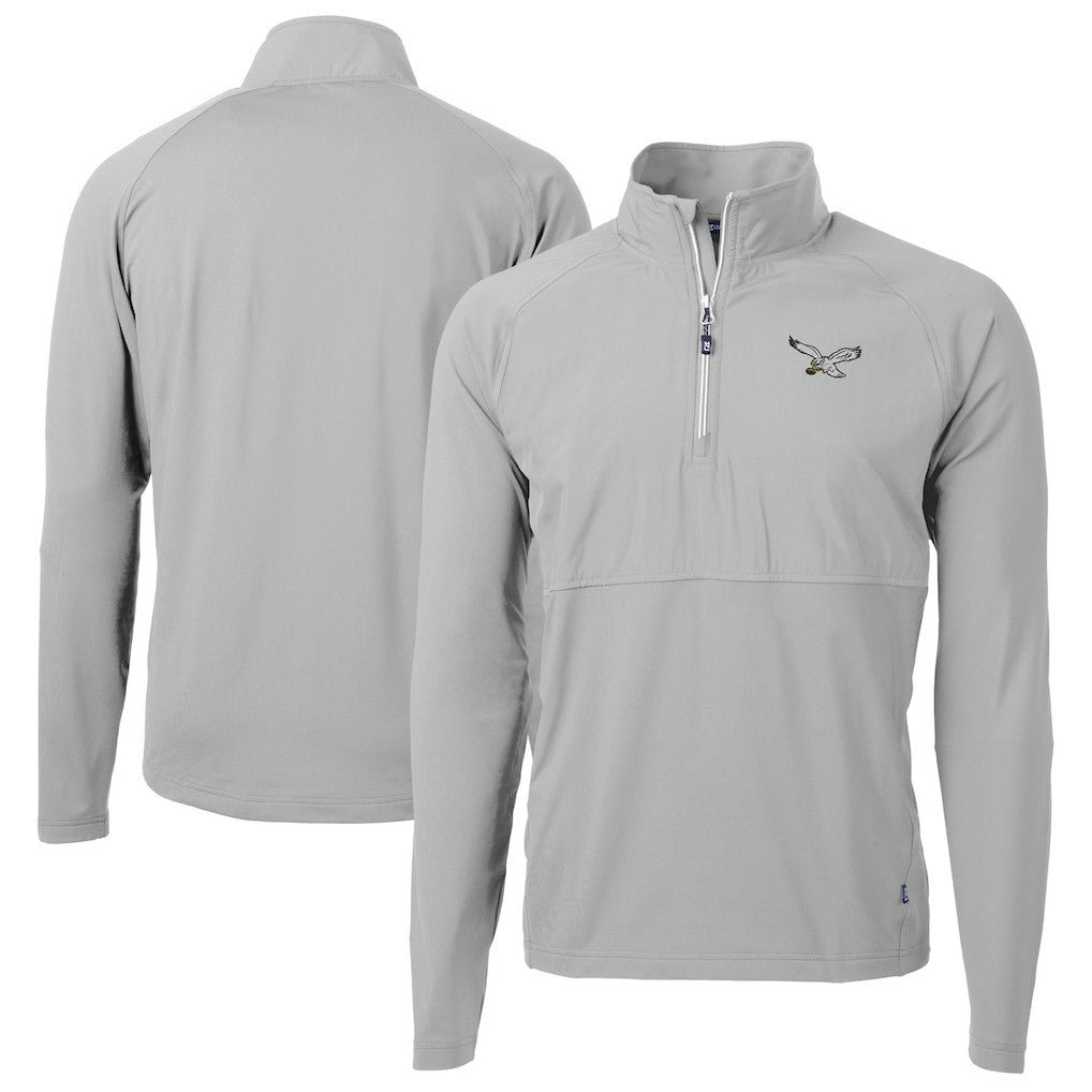 Philadelphia Eagles Cutter & Buck Adapt Eco Knit Hybrid Recycled Quarter-Zip Pullover Jacket - Silver cheap