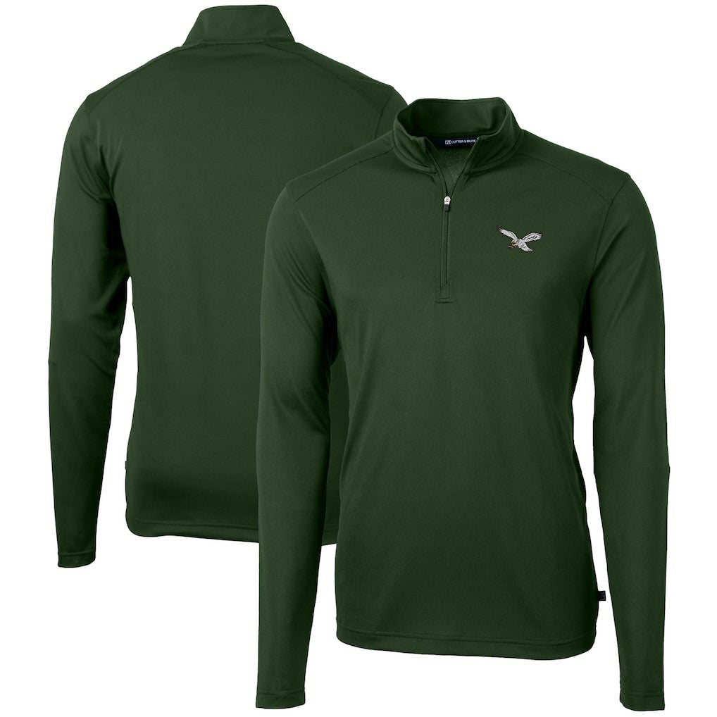 Philadelphia Eagles Cutter & Buck Virtue Eco Pique Recycled Quarter-Zip Pullover - Hunter Green on sale