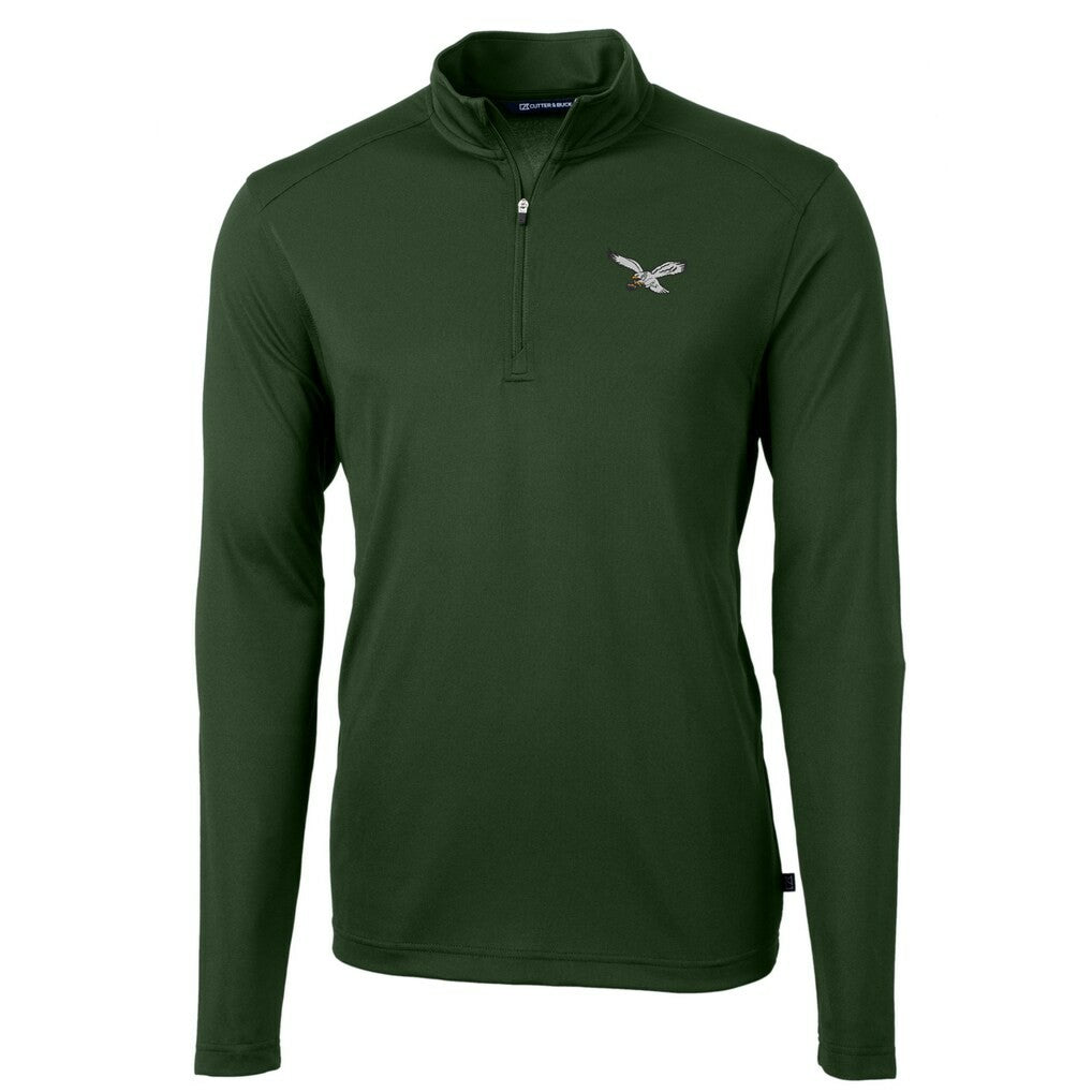 Philadelphia Eagles Cutter & Buck Virtue Eco Pique Recycled Quarter-Zip Pullover - Hunter Green on sale