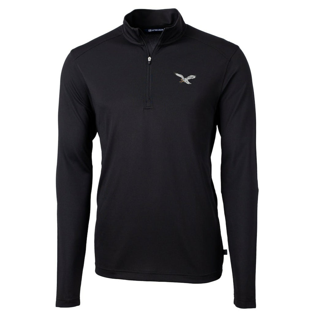 Philadelphia Eagles Cutter & Buck Virtue Eco Pique Recycled Quarter-Zip Pullover - Black on sale