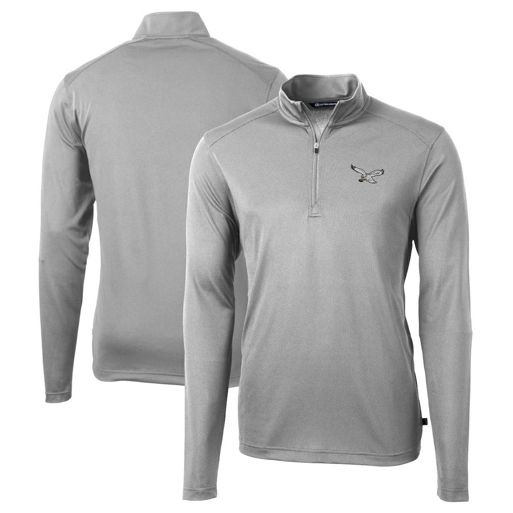 Philadelphia Eagles Cutter & Buck Virtue Eco Pique Recycled Quarter-Zip Pullover - Silver cheap