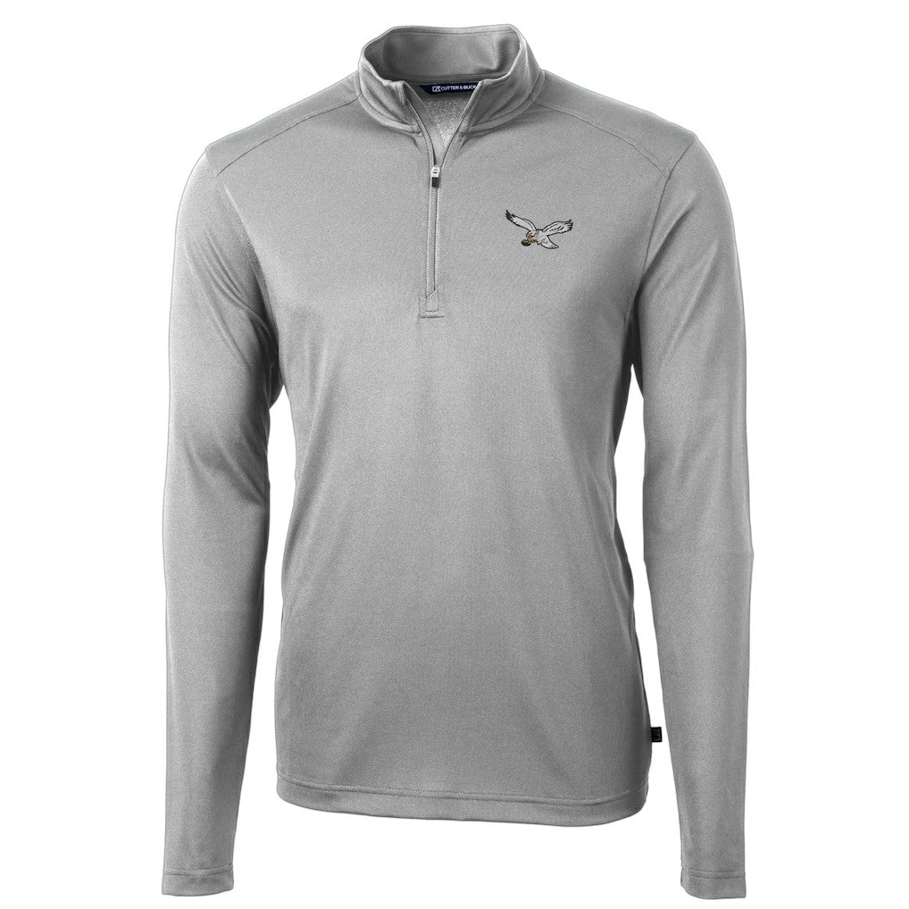Philadelphia Eagles Cutter & Buck Virtue Eco Pique Recycled Quarter-Zip Pullover - Silver cheap