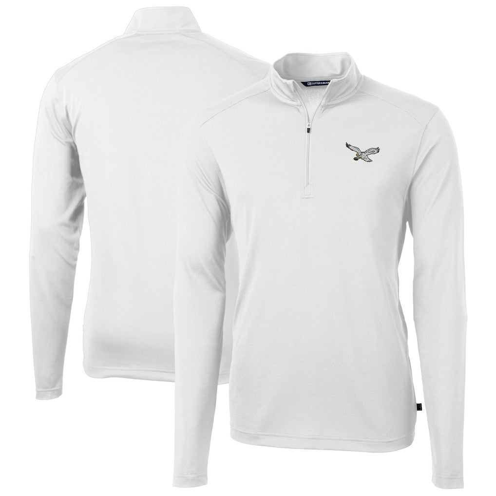 Philadelphia Eagles Cutter & Buck Virtue Eco Pique Recycled Quarter-Zip Pullover - White outlet