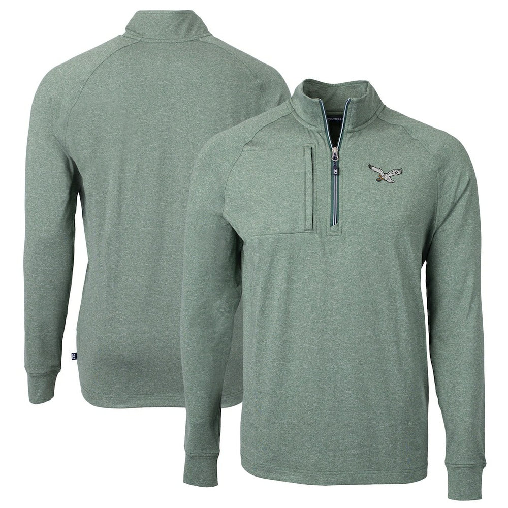 Philadelphia Eagles Cutter & Buck Adapt Eco Knit Heathered Recycled Quarter-Zip Pullover - Heather Green online