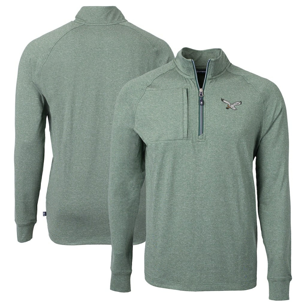 Philadelphia Eagles Cutter & Buck Adapt Eco Knit Heathered Recycled Quarter-Zip Pullover - Heather Green online