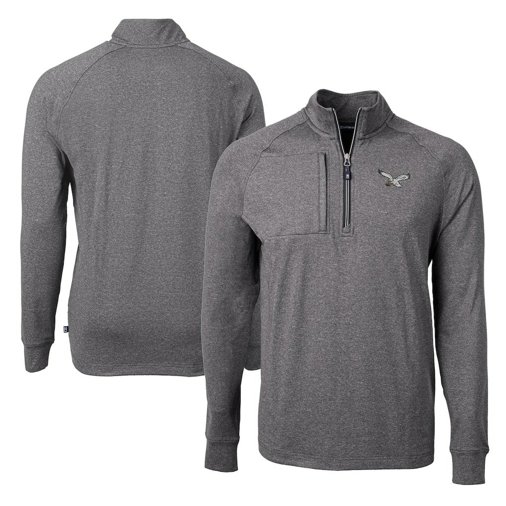 Philadelphia Eagles Cutter & Buck Adapt Eco Knit Heathered Recycled Quarter-Zip Pullover - Heather Black online