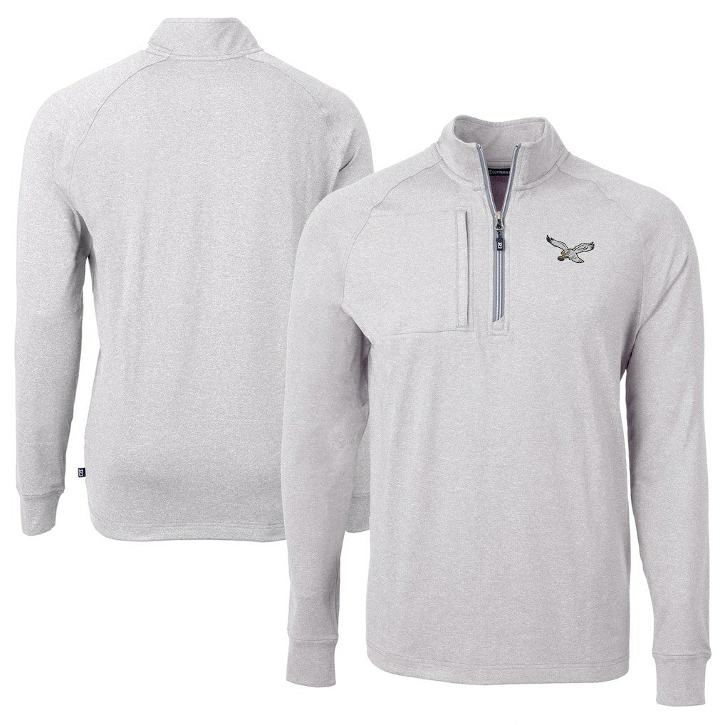 Philadelphia Eagles Cutter & Buck Adapt Eco Knit Heathered Recycled Quarter-Zip Pullover - Heather Gray online