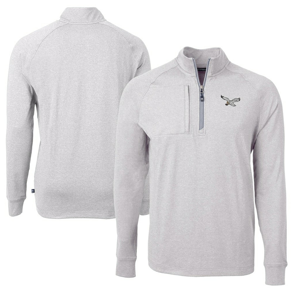 Philadelphia Eagles Cutter & Buck Adapt Eco Knit Heathered Recycled Quarter-Zip Pullover - Heather Gray online