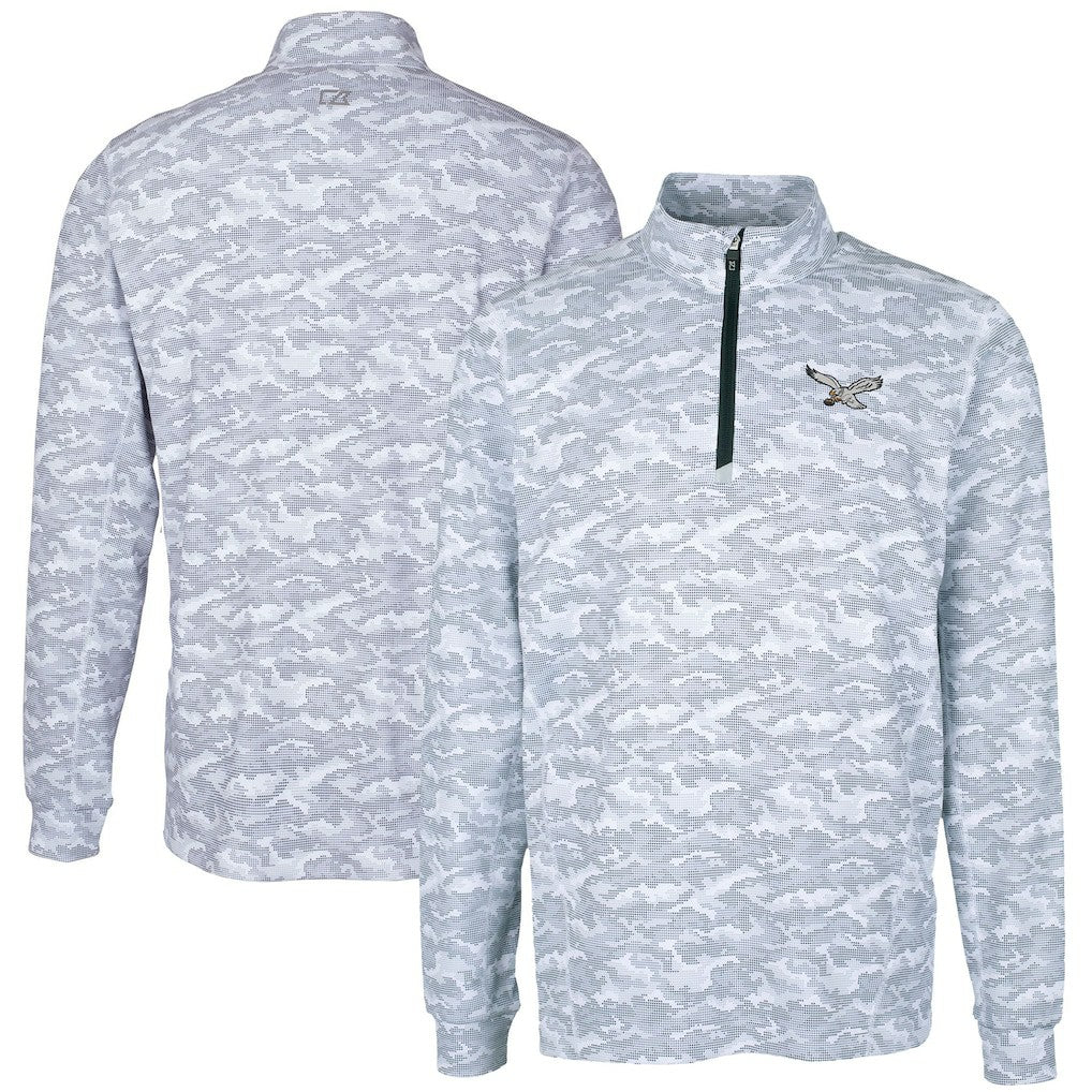 Philadelphia Eagles Cutter & Buck Traverse Camo Print Stretch Quarter-Zip Pullover - Charcoal outlet
