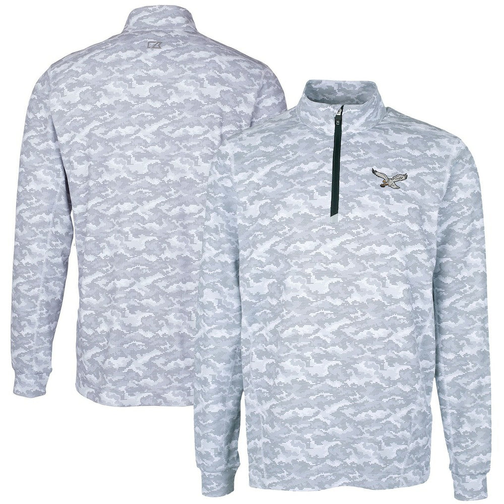 Philadelphia Eagles Cutter & Buck Traverse Camo Print Stretch Quarter-Zip Pullover - Charcoal outlet