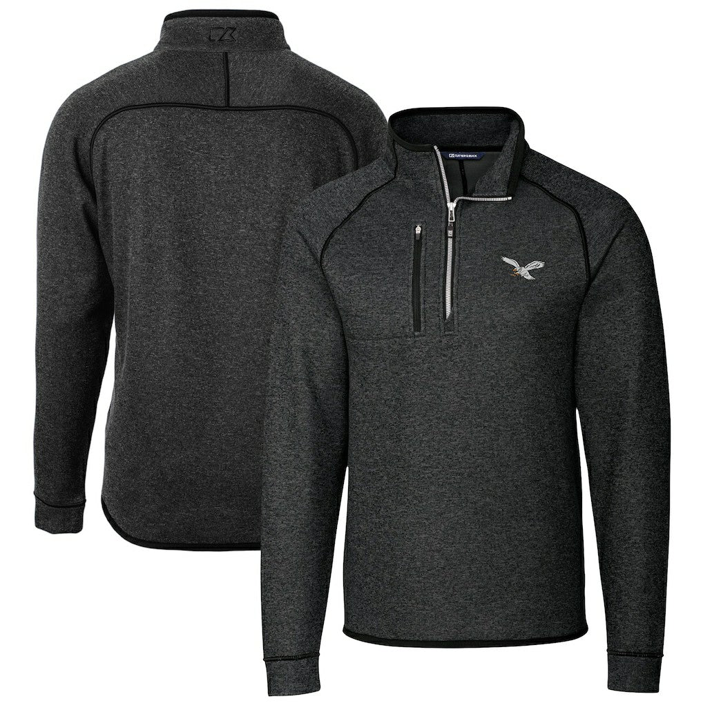 Philadelphia Eagles Cutter & Buck Mainsail Sweater-Knit Half-Zip Pullover Jacket - Heather Charcoal online