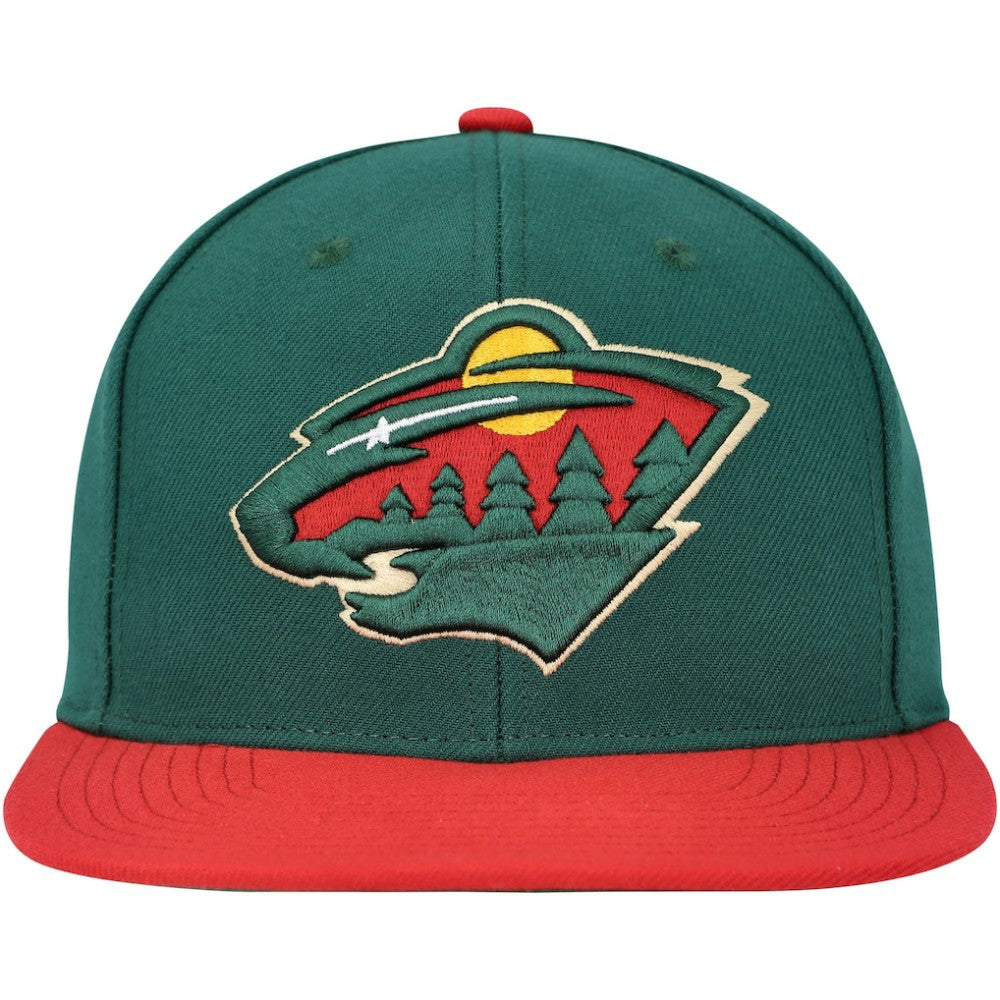 Minnesota Wild Mitchell & Ness Core Team Ground 2.0 Snapback Hat Green
