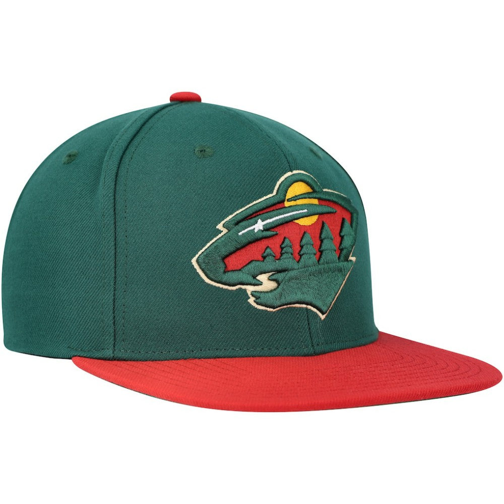 Minnesota Wild Mitchell & Ness Core Team Ground 2.0 Snapback Hat Green
