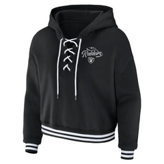 Las Vegas Raiders WEAR by Erin Andrews Women's Lace-Up Pullover Hoodie - Black outlet