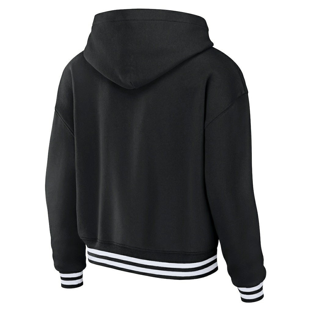 Las Vegas Raiders WEAR by Erin Andrews Women's Lace-Up Pullover Hoodie - Black outlet