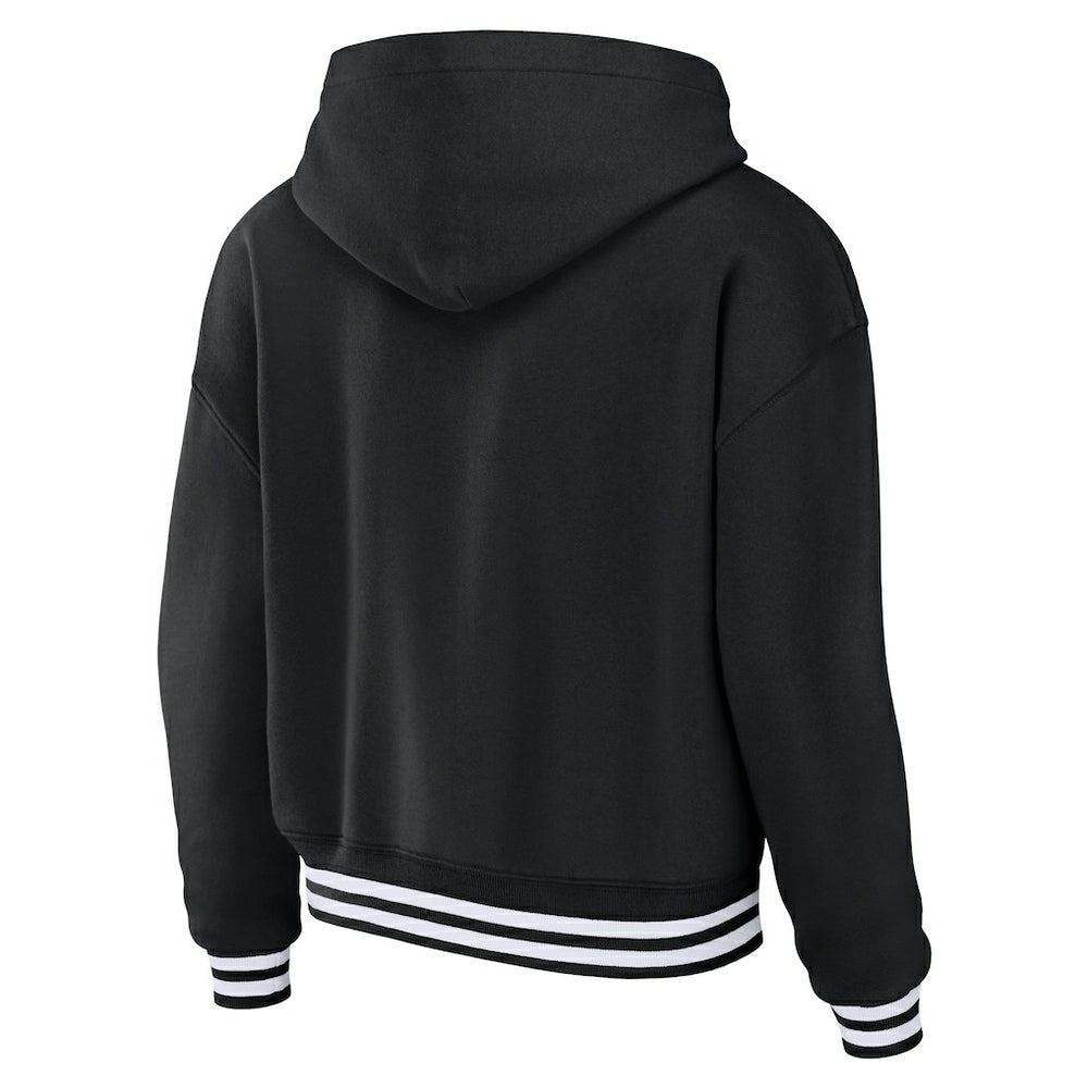 Las Vegas Raiders WEAR by Erin Andrews Women's Lace-Up Pullover Hoodie - Black outlet