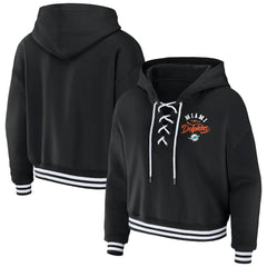 Miami Dolphins WEAR by Erin Andrews Women's Lace-Up Pullover Hoodie - Black sale