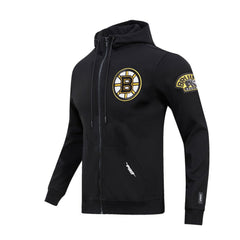 Boston Bruins Pro Standard Classic Chenille Full-Zip Hoodie Jacket Black