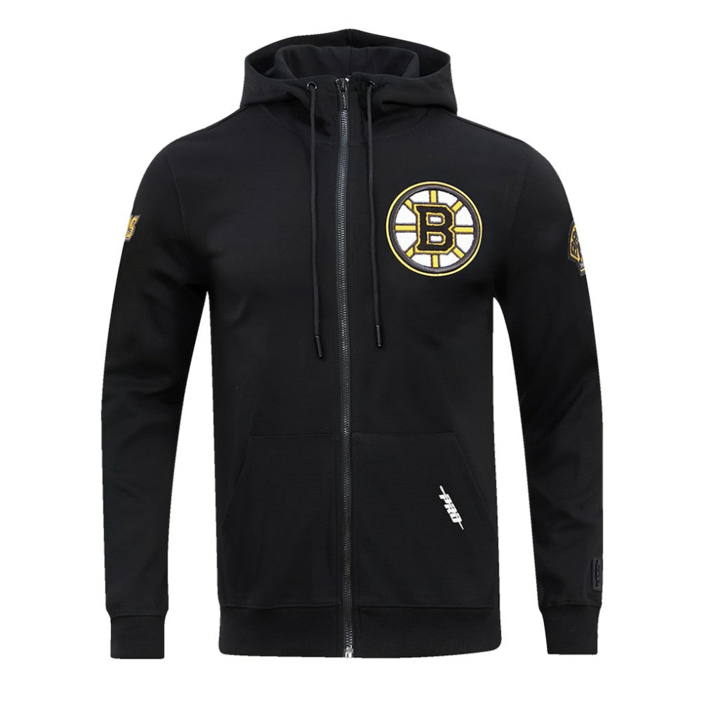 Boston Bruins Pro Standard Classic Chenille Full-Zip Hoodie Jacket Black