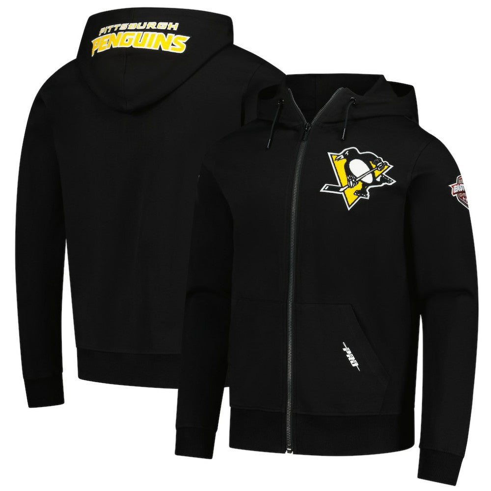 Pittsburgh Penguins Pro Standard Classic Chenille Full-Zip Hoodie Jacket Black
