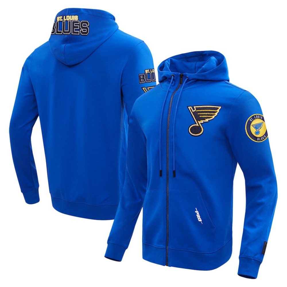St. Louis Blues Pro Standard Classic Chenille Full-Zip Hoodie Jacket Blue