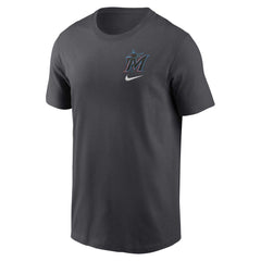 Miami Marlins Logo Sketch Bar T-Shirt - Charcoal | Nike