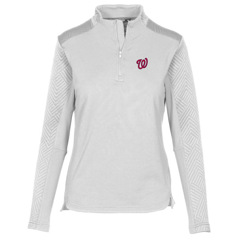 Washington Nationals Levelwear Women's Daybreak Insignia 2.0 Quarter-Zip Pullover Top - White