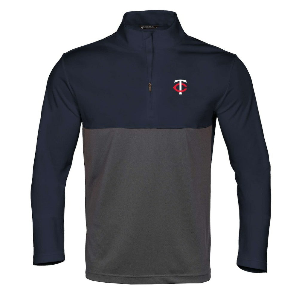 Minnesota Twins Levelwear Pursue Insignia Core Quarter-Zip Pullover Top - Navy/Charcoal