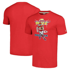 Travis Kelce Kansas City Chiefs Homage Unisex NFL Blitz Player Tri-Blend T-Shirt - Heathered Red for sale