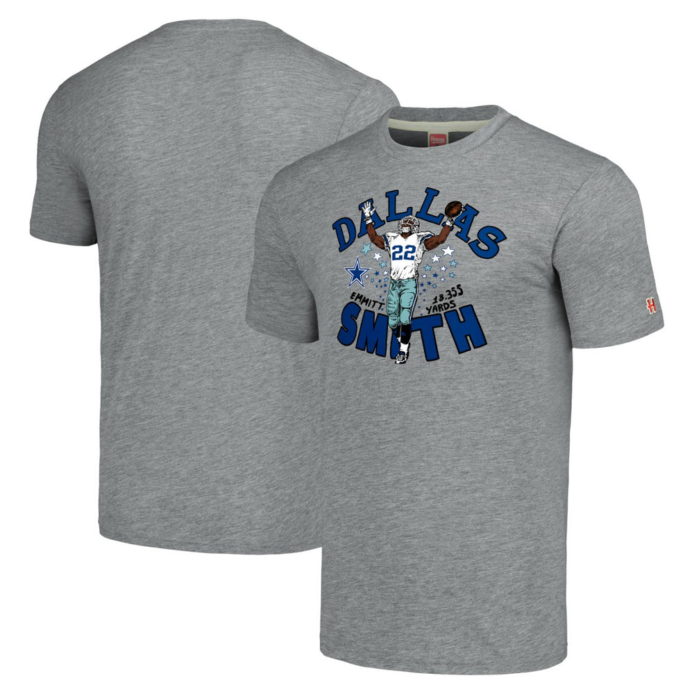 Emmitt Smith Dallas Cowboys Homage Unisex Caricature Retired Player Tri-Blend T-Shirt - Gray online